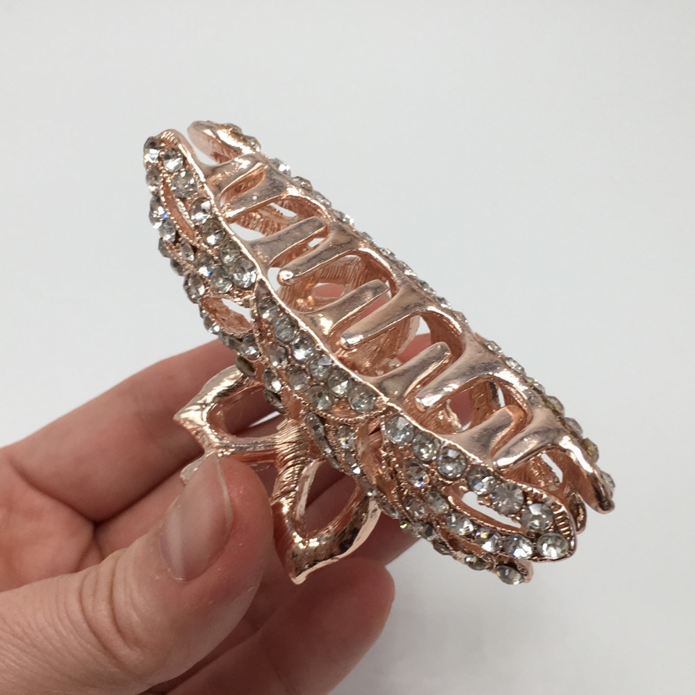 Rose Gold crystal hair clip bling bridal wedding - Picture 5 of 7